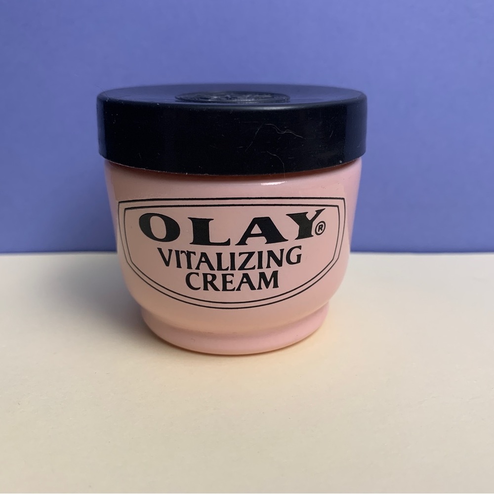 VTG Olay Vitalizing Cream Empty Pink Milk Glass Jar Vintage Cosmetics Beauty - Picture 2 of 13